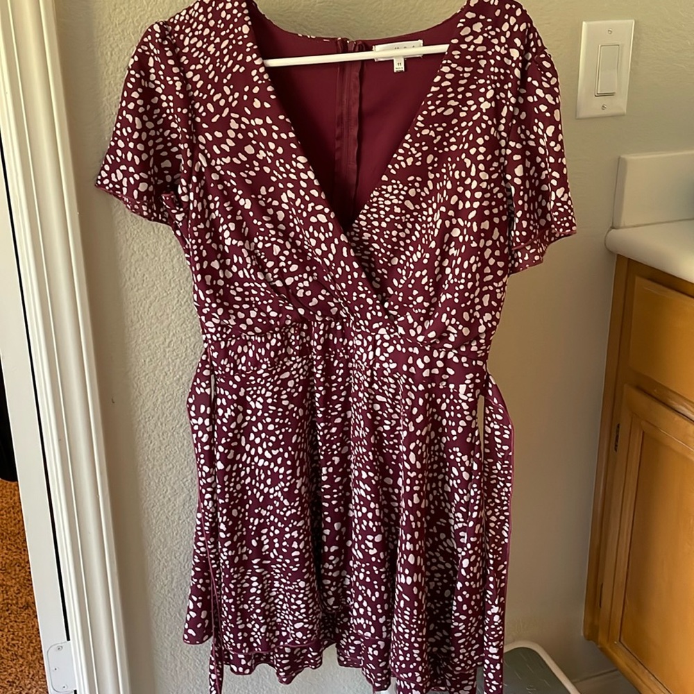 Burgundy and white dress